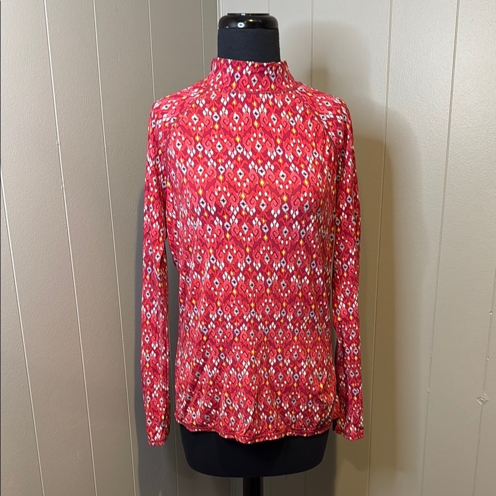 Garnet Hill Women’s Medium Red Mandarin Collar Swim Sunscreen Coverup